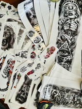 Huge Lot Of 80 Realistic Temporary Tattoos-Variety Of Sizes, Full Sleeves, etc