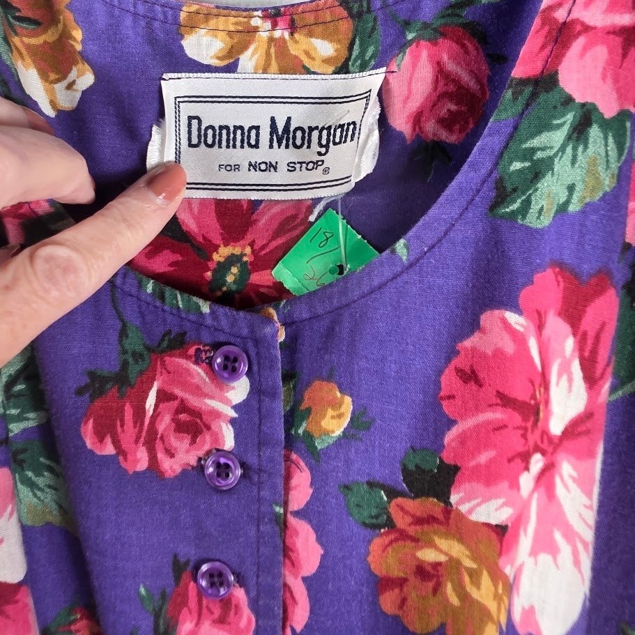 Donna Vintage Floral Maxi Dress Purple Pink Rose Cottagecore eBay