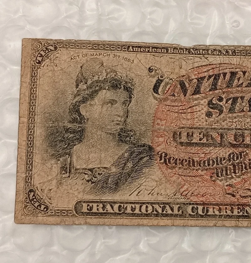 USA 10c~ Ten Cents 1863~ Fractional Currency - Image 2 of 4