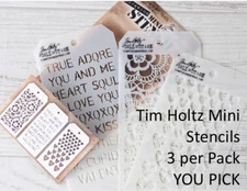 Stampers Anonymous Tim Holtz MINI Layering Stencils Set (U Pick Design)- 3/ Pack