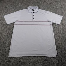 FootJoy Polo Shirt Mens L White Lightweight Performance Golf Stretch Flex Casual