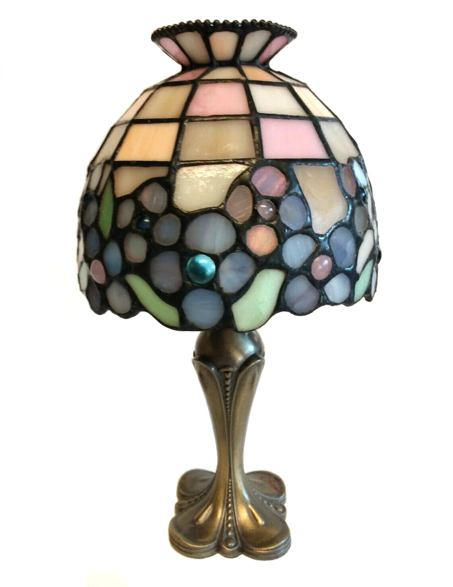Partylite Stained Glass Hydrangea Flower Lamp Tealight Candle Holder 11 Inches