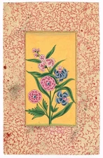 Hand Miniature Painting Of Floral (Flower) Nature Art On Paper 10x6.25 Inches
