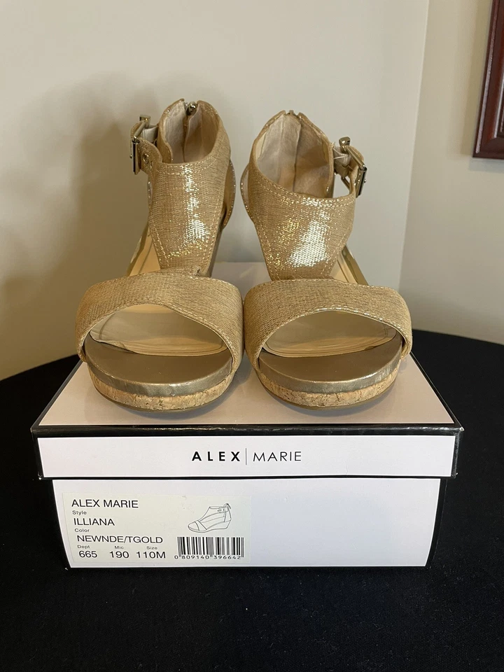 Alex Marie 11M Illiana Gold Shimmer Cork Wedge Sandal Comfort  - Image 2 of 4