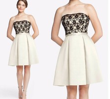 D. Tutura~Gather & Gown* Lace/Satin Mini Bridal Prom Party Dress Blk/Ivory~10