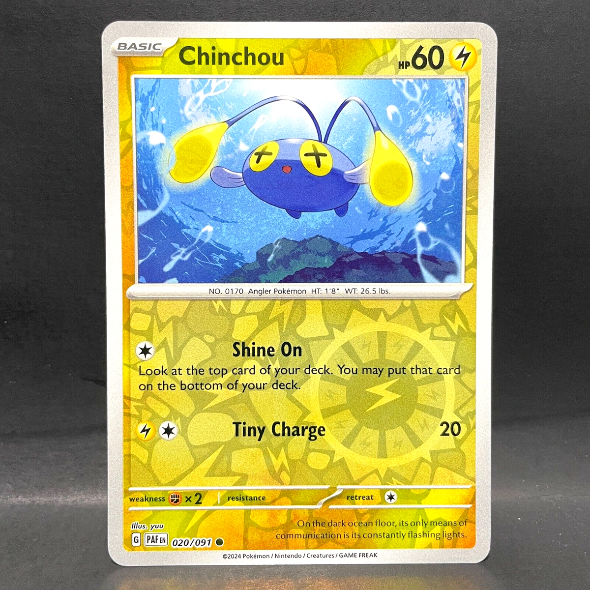 2024 POKEMON PALDEAN FATES CHINCHOU 020/091 REVERSE HOLO (COMMON 