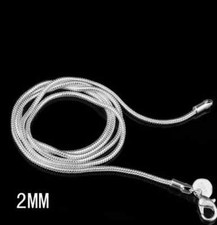 2MM 925 Sterling Silver Snake Chain Necklace 16",18",20"  22" Choose