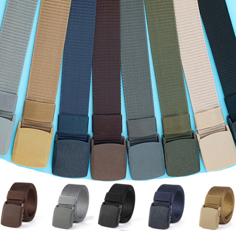 Mens Plastic Cam Buckle Nylon Canvas Tactical Waistband Webbing Military Belt