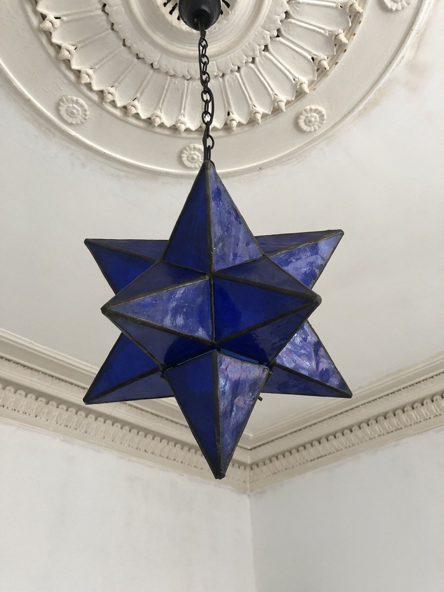 Tiffany Style Five-Pointed royal blue glass Star pendant
