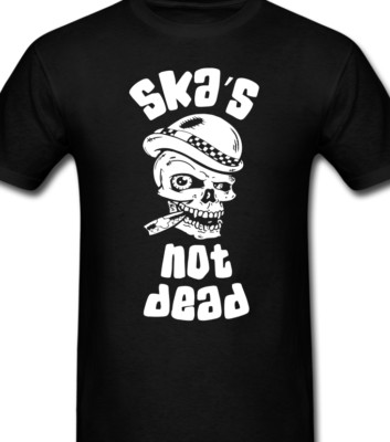 SKA not dead T shirt Jamaica Music Reggae Rastafarian Rebel Skull Tee