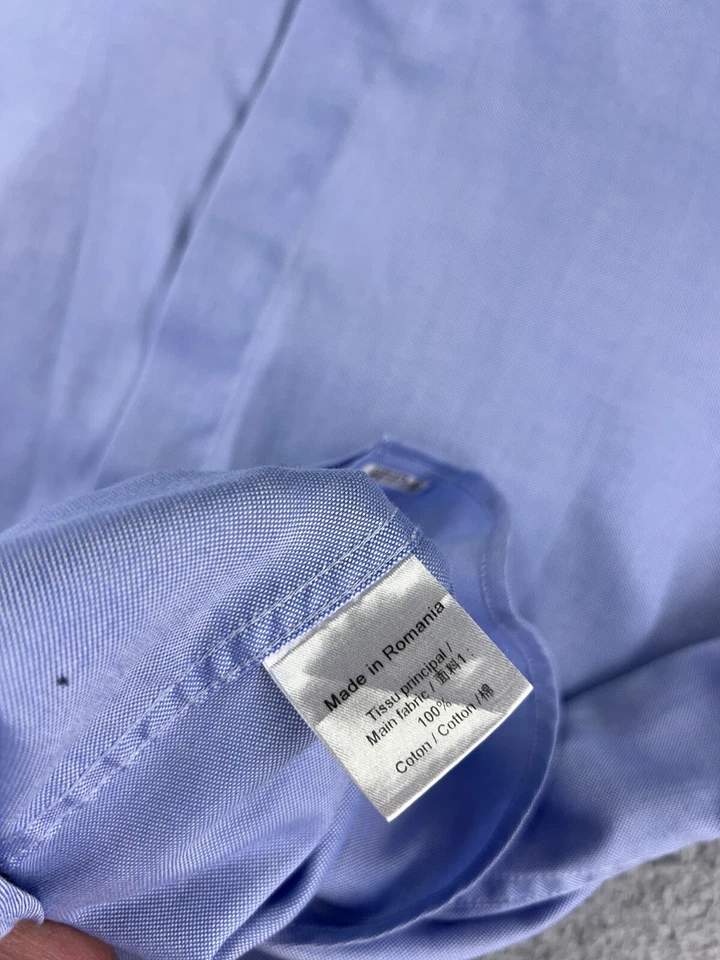 Cartier Uniforms Shirt Adult 38 Blue Button Up 100% Cotton Long Sleeve - Image 4 of 4