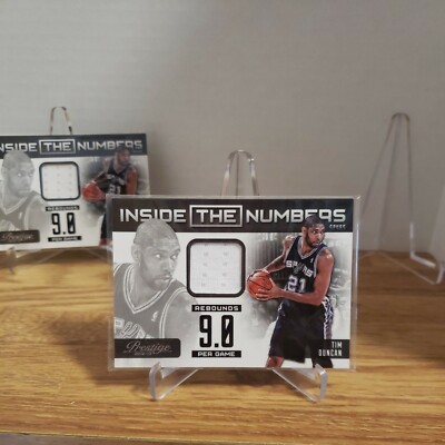 TIM DUNCAN 2012-13 PRESTIGE INSIDE THE NUMBERS MATERIALS #43 HOF 