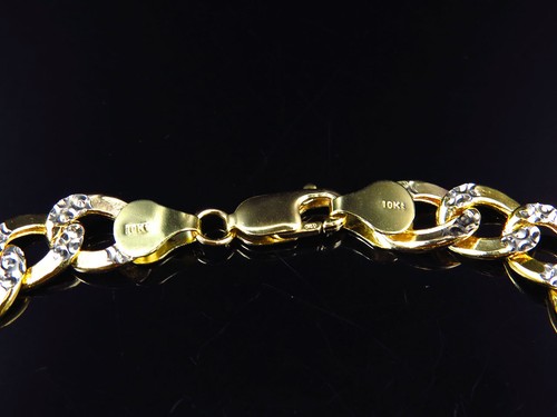 Mens 10K Yellow Gold Hollow Flat Curb Cuban Link Bracelet (9MM) 9" - Picture 8 of 8