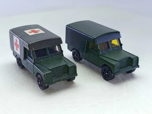 VINTAGE CORGI TOYS MILITARY LAND ROVER X2 - FROM GIFT SETS- GOOD USED CONDITION.