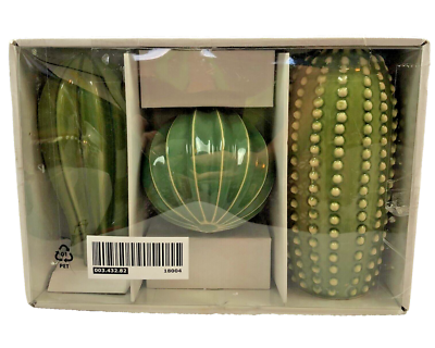 IKEA SJLSLIGT ceramic cactus decoration, set of 3, green