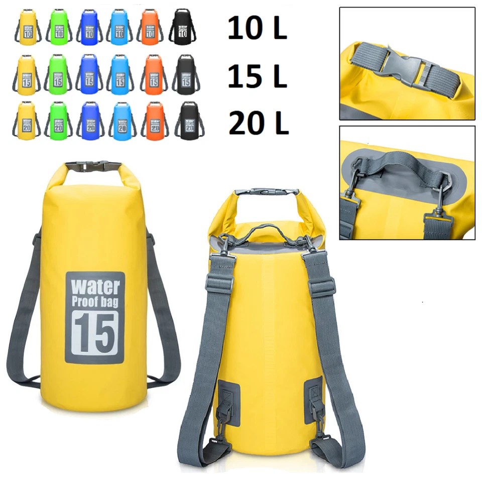 Drybag Seesack Packsack Tasche Rollbeutel Rucksack wasserdicht Gr. 10L, 15L, 20L - Bild 3 von 4