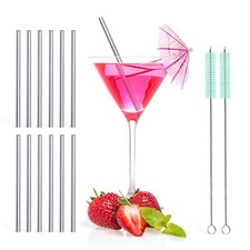 12 Pack  Cleaning Brush 5inch Extra Short Reusable Stainless Steel Drink Straws