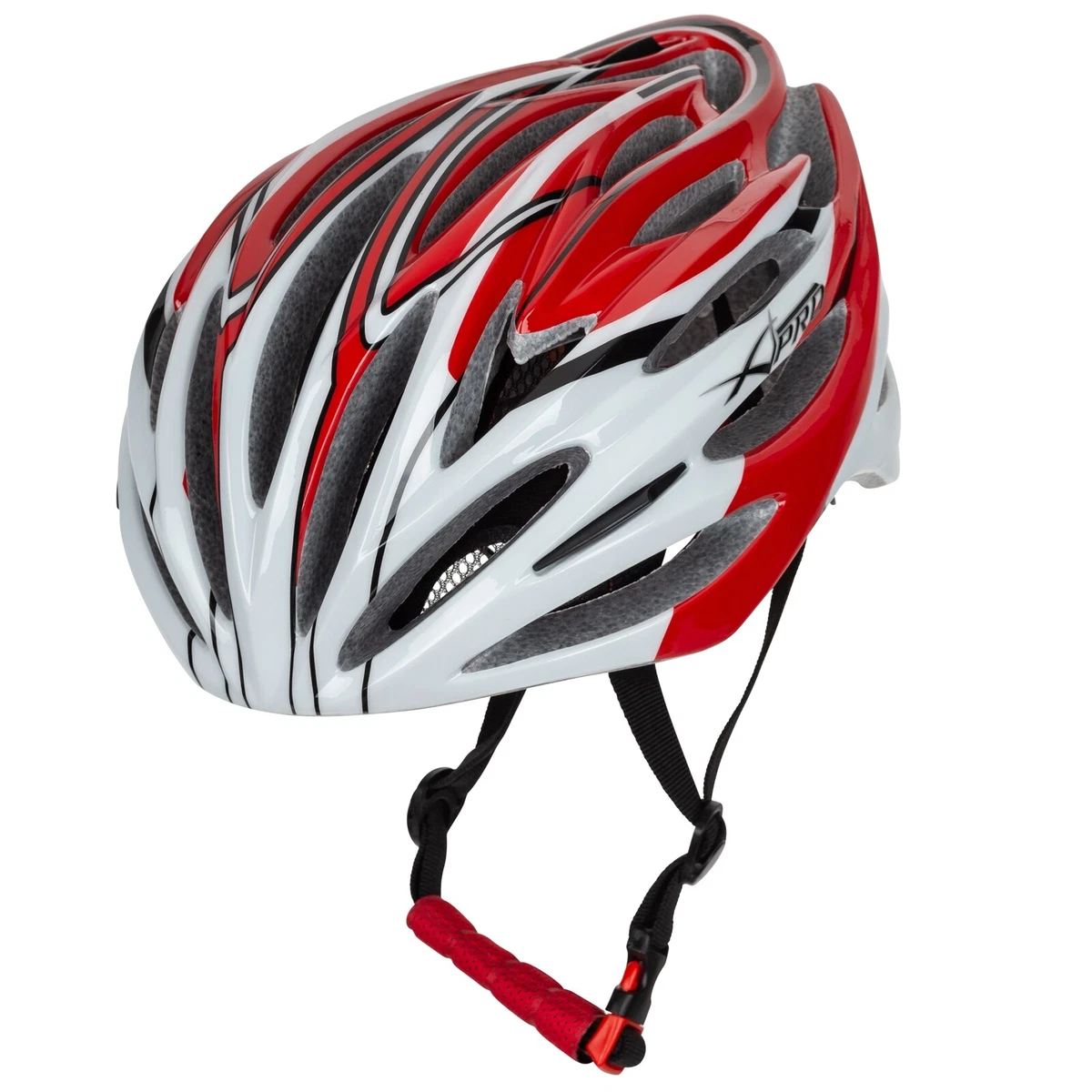 Casco Bicicleta Racing MTB Blanco Rojo Monta a Ajustable Ciclismo