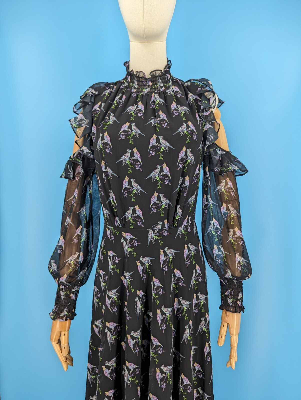 Ted Baker New 1 XS Hilaina Love Birds Cold-Shoulder Dress NWOT *Cut Tags*