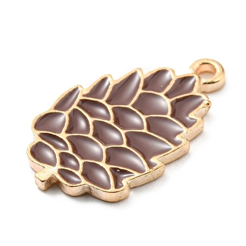 10 Brown Coloured Winter Christmas Pine Cone Shaped Pendant Charms 23mm x 13.5mm - Picture 2 of 3