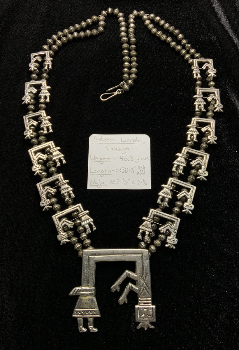 Navajo “Ambrose Lincoln” Sterling Silver Kachina Squash Blossom