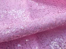 3mm Sequin Fabric Material 1 Way Stretch - 51" Wide Sparking Baby Pink Sequins