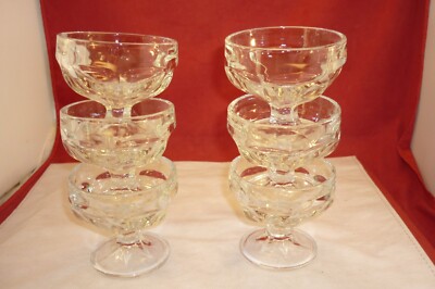 6 COLONIAL SHERBERT ANCHOR HOCKING CUPS GLASS NOS ICE CREAM DESSERT