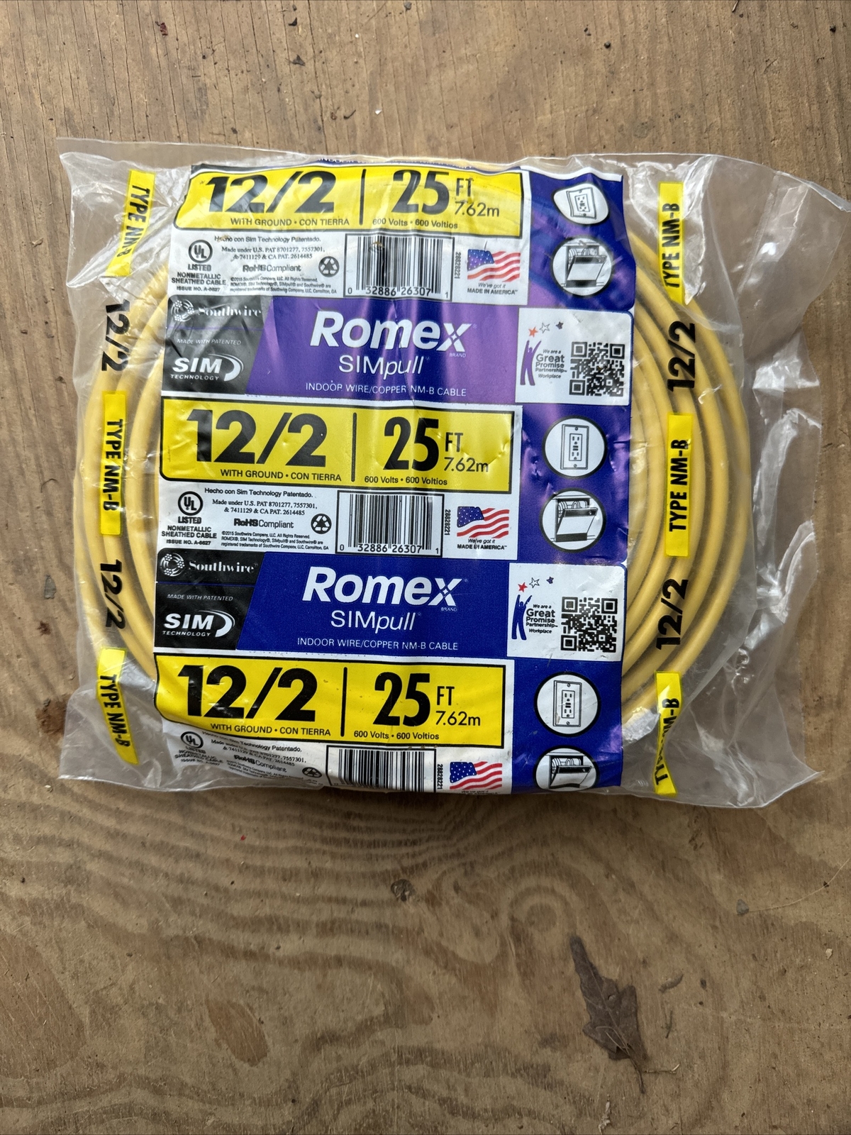 Southwire Romex SIMpull Indoor Wire/Copper NM-B Cable 25ft. 12/2 with ...