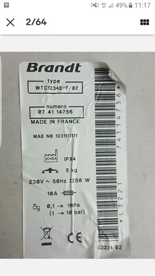 MOTEUR MACHINE LAVER lave linge 52x2597 class f selni u3.55.01.m03r 3.4a 260w EUR 65,45 - FR
