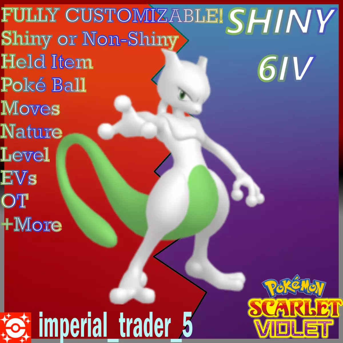 Pokémon Scarlet and Violet ✨SHINY✨ Mew W/ Best 6IV + Customizable