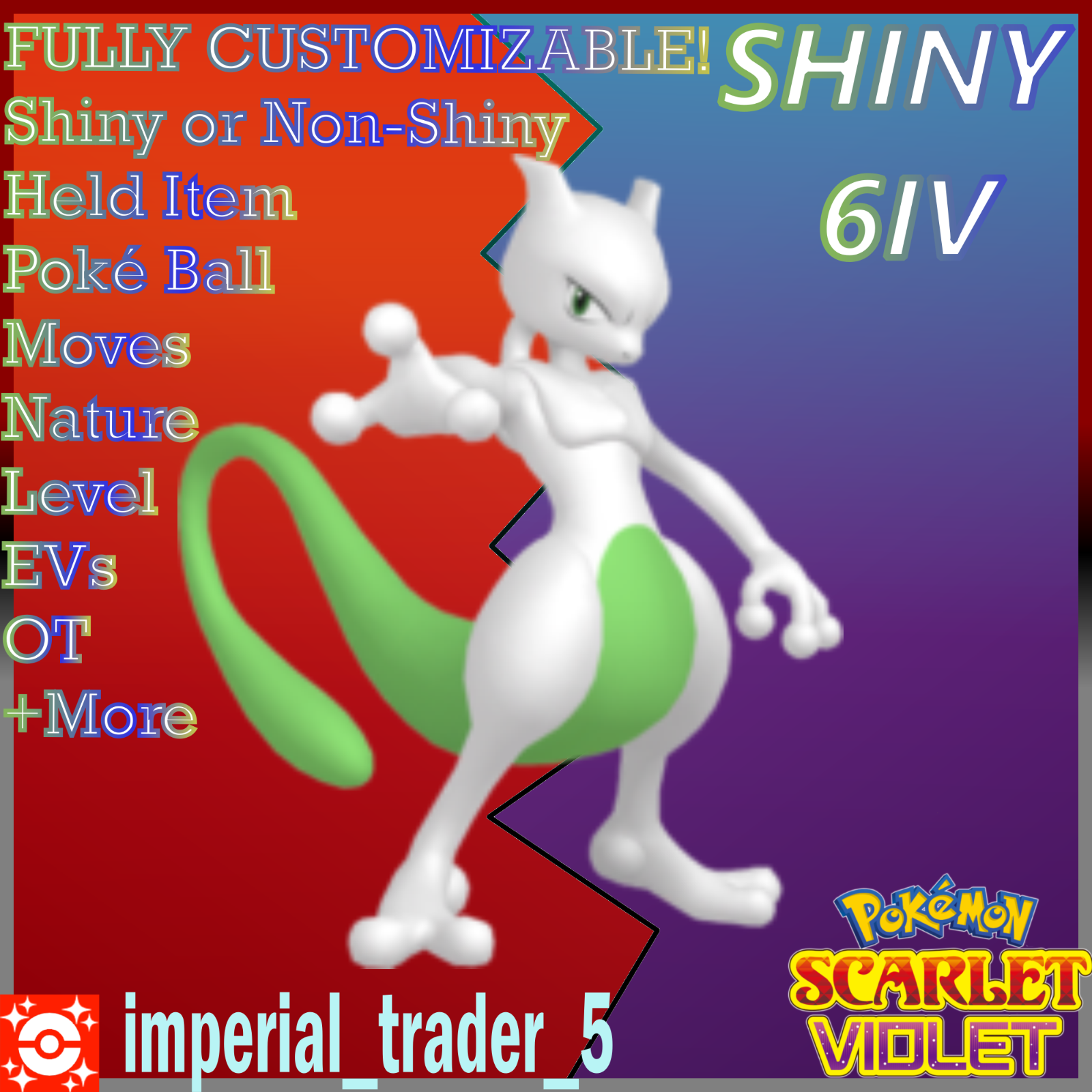 ✨MEW + MEWTWO Shiny 6IV✨ Pokemon Scarlet & Violet Legendary 2