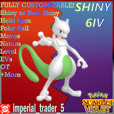 Shiny/non-shiny Mewtwo 6IV Pokémon Scarlet/violet 100% 