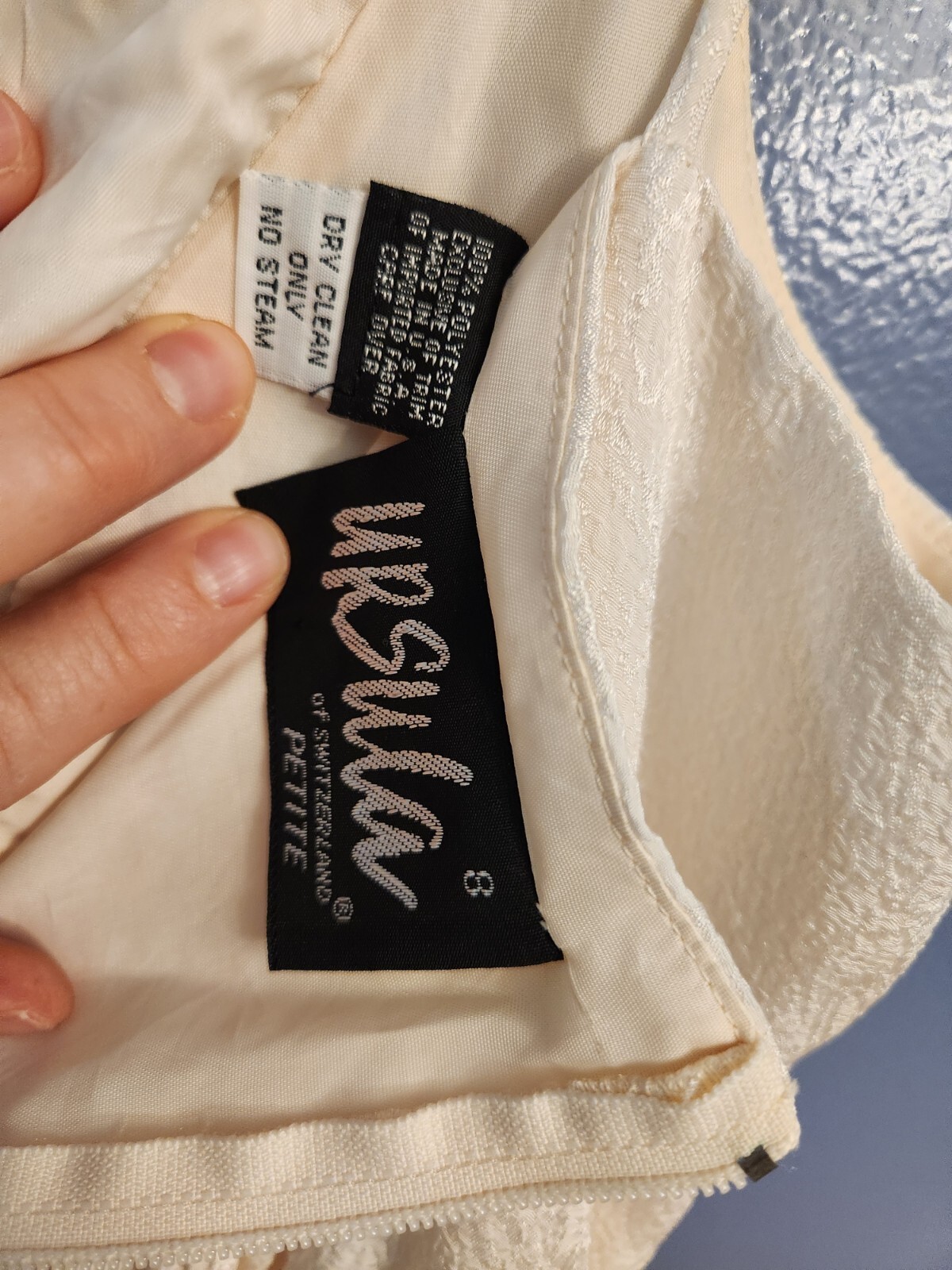 Vintage Dress Ursula of Switzerland Off White Beaded Sequin spaghetti strap 8P thumbnail 4