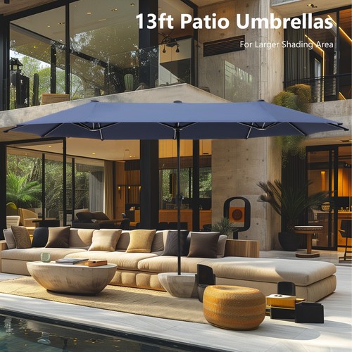 13ft Patio Umbrella Double Side Large Outdoor Market Umbrella with Crank - Picture 29 of 112