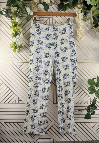 BLUE Floral Print Pants Croppe Size 