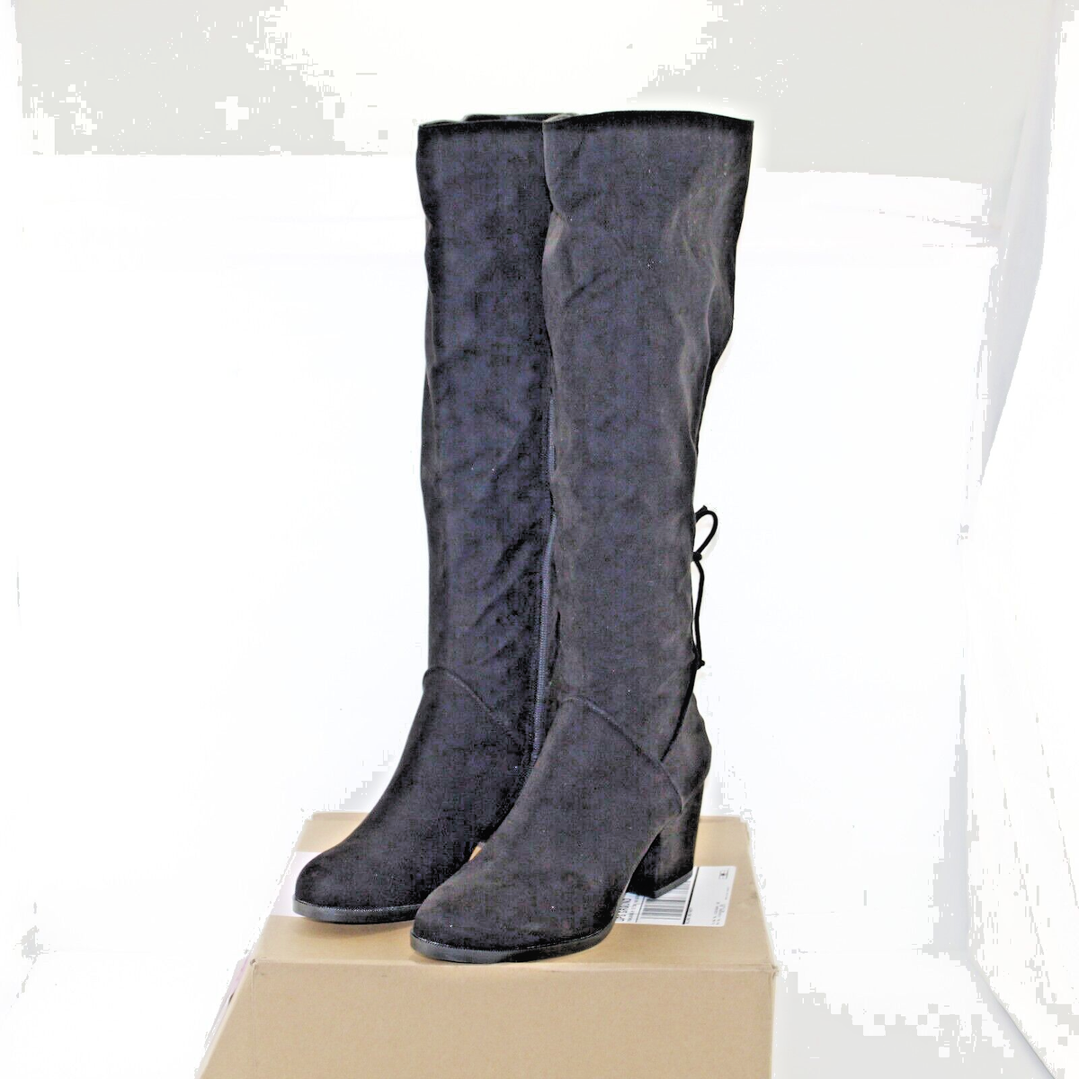 JOURNEE COLLECTION womens Leeda knee high boots shoe size M black fabric  NEW