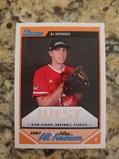 2007 TOPPS AFLAC B.J.  BJ HERMSEN ALL-AMERICAN ROOKIE RC 250 MADE