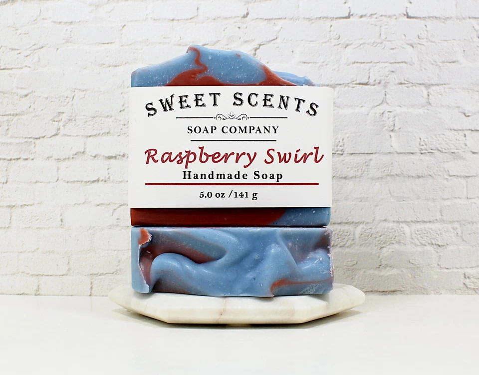 Handmade Soap, - Raspberry Swirl -  Cold Process, Scented Soap - Image 3 of 4