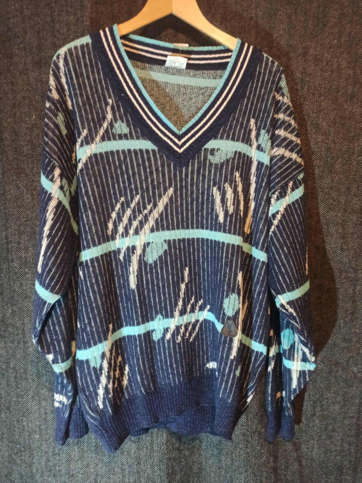 Pullover Yves Saint Laurent taglia M 48 50 (L) VINTAGE motivo cotone anni 80