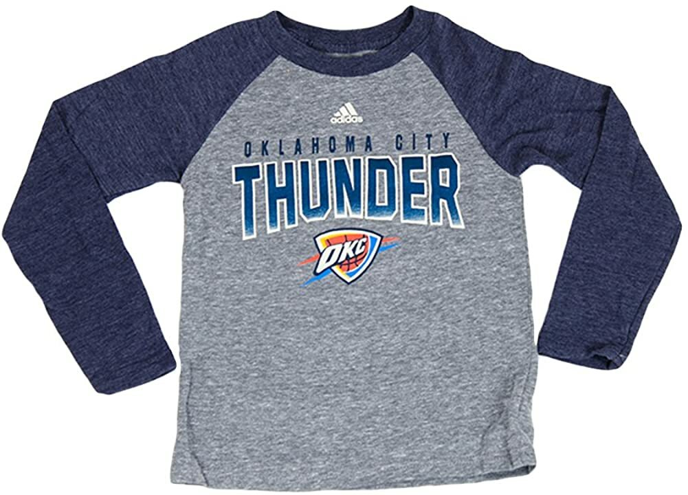 Детская рубашка реглан Adidas Oklahoma City Thunder NBA с длинным рукавом, серый/синий