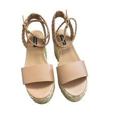 NINE WEST Women's Keily Platform Wedge Sandals Light Natural Size 7.5M NIB