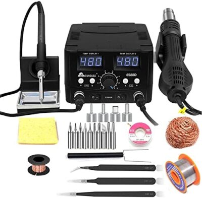Soldering Station With Heat Gun Adjustable Temperature Dual Control Design