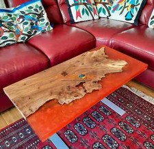 Einzigartige Solides Rotes Epoxid Top Tisch Handmade Holz Akazie Natur Harz Heim