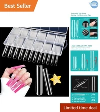 3XL Clear Full Cover Nail Tips - 240PCS Professional Extra Long Tapered Tips
