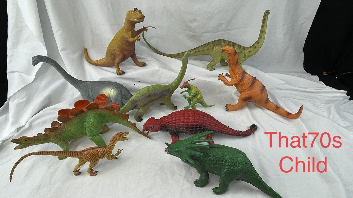 Vintage 1980s-90s Mixed Brands Lot Of 10 Lg Toy Dinosaurs 8