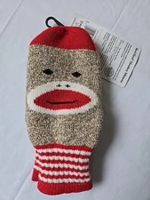 rockford red heal mittens sock monkey facewool/acrylic gloves brand new
