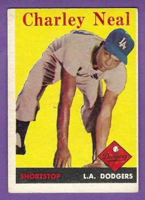1958 Topps - #16  Charley Neal - Los Angeles Dodgers - Ex MC