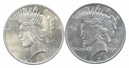 1923 & 1924 & Peace Silver Dollar $1 Bullion Collection Lot *914