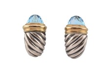 David Yurman Shrimp Sculpted 18ct Gold & Silver Earrings set with Topaz 