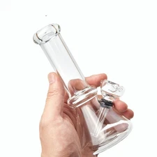Protable 6" Glass Bong Smoking Hookah Water Pipe Beaker Base Bubbler W/Carb Hole